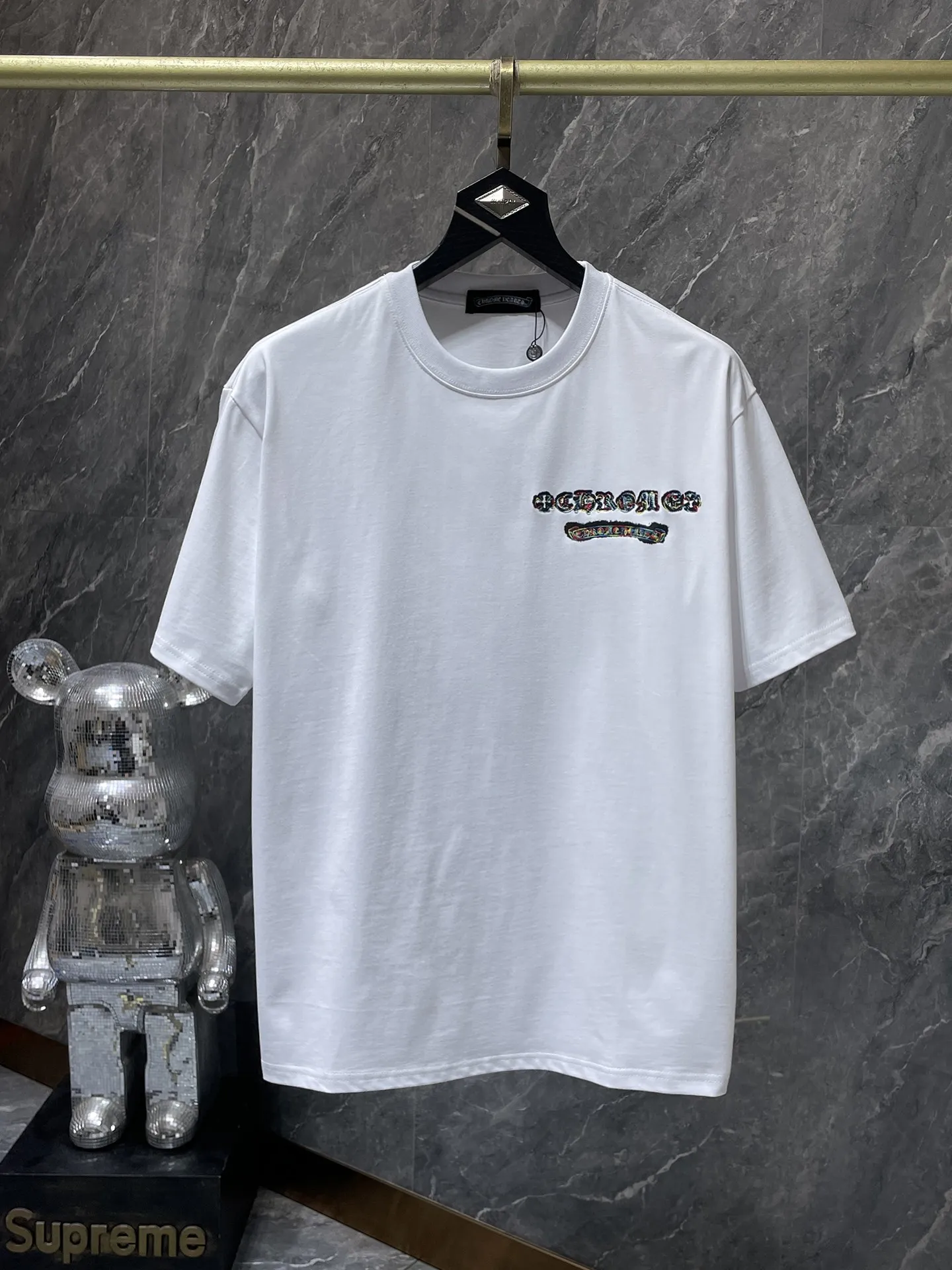 P150 new Chrome Hearts 25ss high version for summer! High-weight, environmentally friendly and high-quality top-quality fabric 275g~270g Crow overlapping color cross Sanskrit embroidered short sleeves. Counter synchronization. 1:1 replica version. Recommended colors: white, black